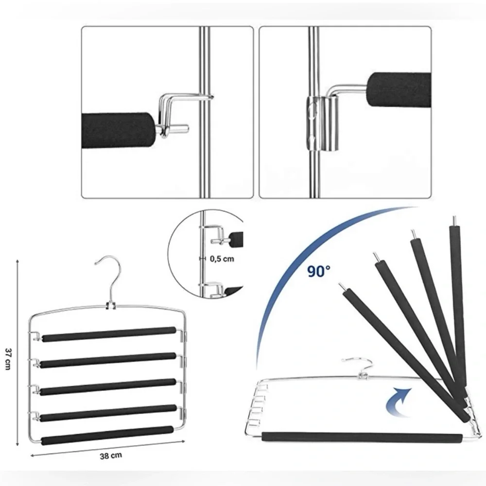 2 RICHARDS 4 Tier Closet & Storage Clothes Hanger Space Saving w Swing Arms NWOT